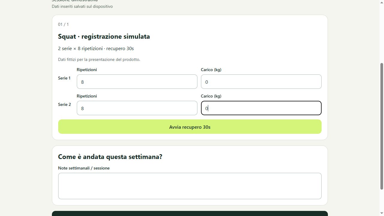 Schermata dimostrativa di inserimento delle serie del cliente